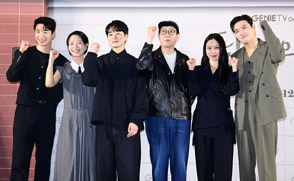 배우 강하늘과 고민시가 8일 오후 서울 마포구 상암동 스탠포드 호텔에서 진행된 지니 TV 오리지널 '당신의 맛' 제작발표회에 참석하고 있다. [사진=정소희 기자]