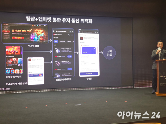 박태영 원스토어 대표가 30일 서울 중구 SKT 타워에서 열린 원스토어 10주년 기자간담회에서 발언하고 있다. [사진=박정민 기자]