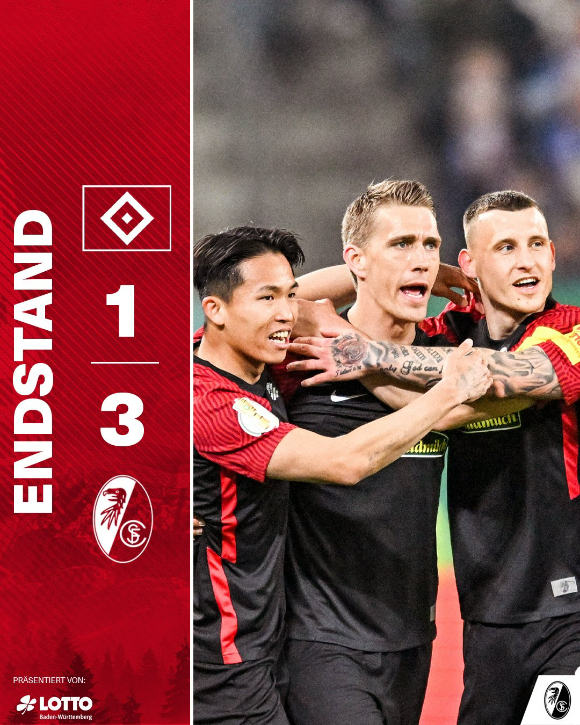 프라이부르크가 첫 DFB 포칼 결승 무대에 올랐다. [사진=프라이부르크 트위터 캡처]