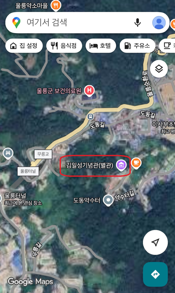 구글 지도 서비스 내 '김일성기념관(별관)' 표시 화면 예시 [사진=구글]