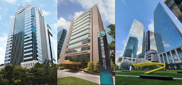 (왼쪽부터) 하나증권, 한국증권금융, 한강에셋자산운용. [사진=각 사 전경. ]