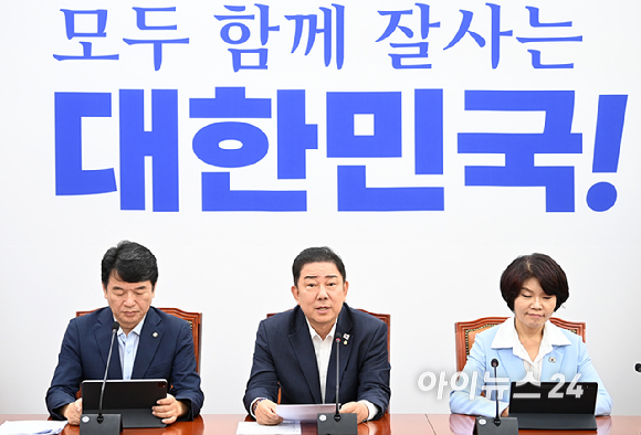 김병기 더불어민주당 원내대표가 7일 오전 서울 여의도 국회에서 열린 원내대책회의에서 발언하고 있다. [사진=곽영래 기자]