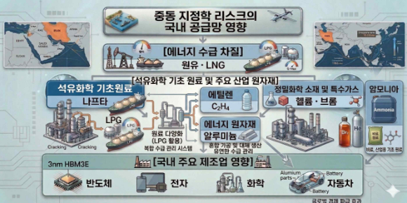 중동 지정학 리스크에 따른 국내 공급망 영향 [사진=한국무역협회]