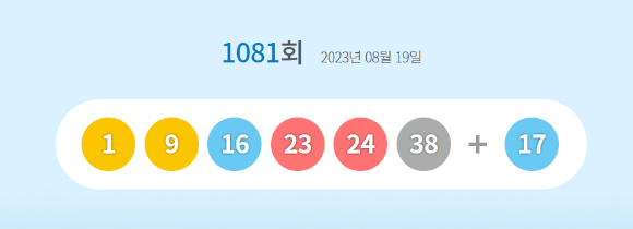 로또 당첨번호 [사진=동행복권 홈페이지]