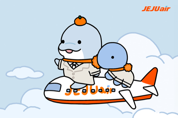 제주항공이 자체 캐릭터 제코(JEJU+ECO)를 활용해 힐링 공룡 캐릭터 '우주먼지'와 협업한다. [사진=제주항공]