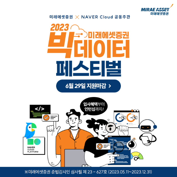 미래에셋증권이 네이버 클라우드(NAVER Cloud)와 공동으로 2023년 빅데이터 페스티벌을 진행한다. [사진=미래에셋증권]