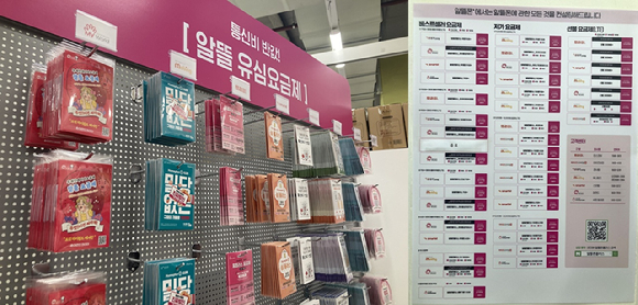 알뜰폰 전문매장 1호점에 알뜰폰 유심요금제가 진열돼 있는 모습. [사진=아이뉴스24 DB]