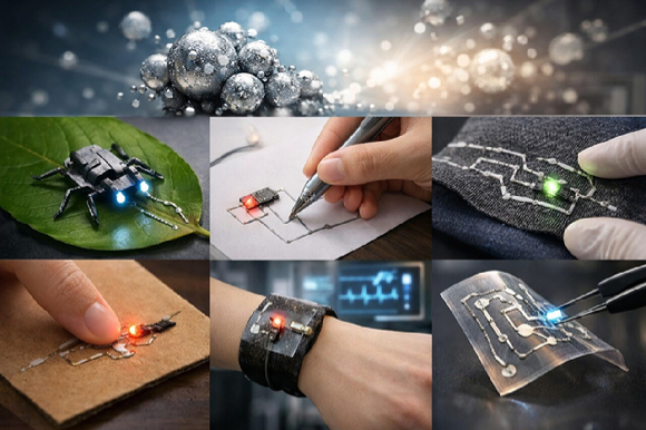 '액체금속 파우더'는 앞으로 입는 컴퓨터, 형태가 변하는 적응형 IoT 시스템 등 다양한 분야에서 활용할 수 있을 것으로 기대된다. [사진=KAIST]