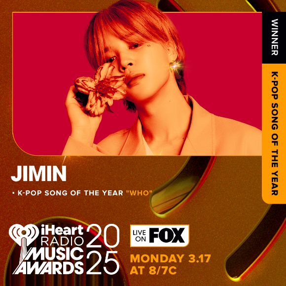 방탄소년단 지민이 '2025 아이하트라디오 뮤직 어워드'(iHeartRadio Music Awards 2025)에서 수상했다. [사진= iHeartRadio Music Awards 2025]