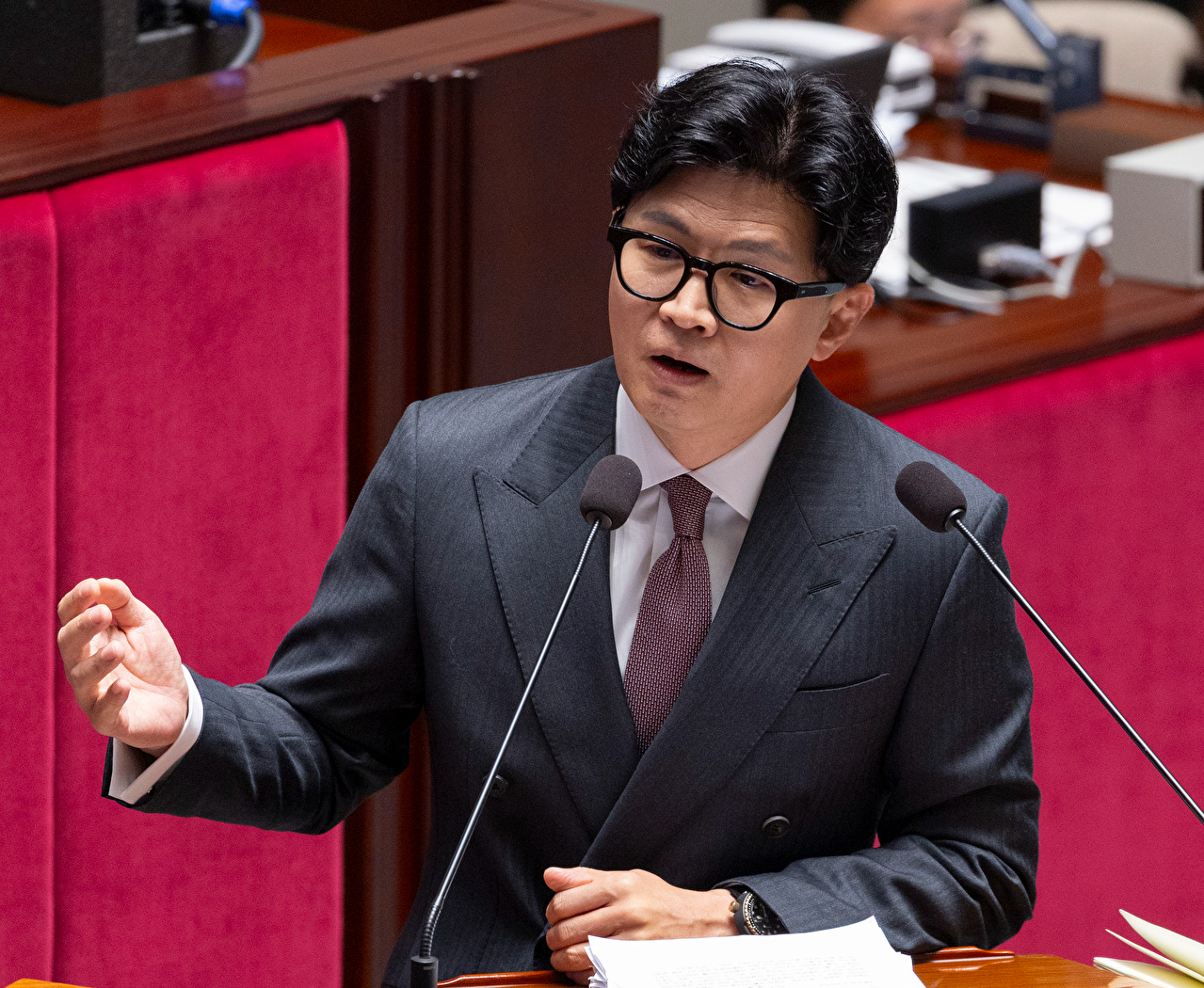 무소속 한동훈 의원이 지난 24일 국회에서 열린 예산결산특별위원회 전체 회의에서 장미란 씨 실종 사건 관련한 질의를 하고 있다. 2026.8.24 [사진=연합뉴스]