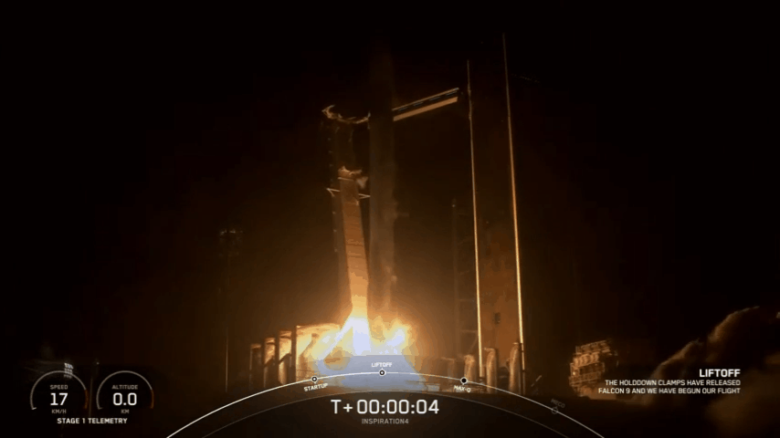 스페이스X의 민간 탑승 우주선 '인스피레이션4'가 지난 16일 발사에 성공했다. [사진=스페이스X]