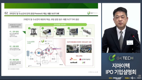  이상권 지아이텍 부사장이 5일 온라인으로 진행된 기업공개(IPO) 기업설명회에서 코스닥 시장 상장 후 계획과 비전에 대해 설명하고 있다. [사진=지아이텍]