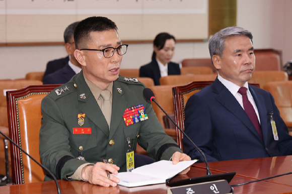 임성근 전 해병대 1사단장이 19일 오전 서울 여의도 국회에서 열린 법제사법위원회 윤석열 대통령 탄핵소추안 즉각 발의 요청에 관한 청원 관련 청문회에서 의원들의 질의에 답하고 있다. 2024.07.19. [사진=뉴시스]