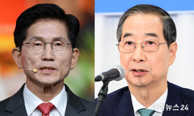 김문수 국민의힘 대선 후보(왼쪽), 한덕수 무소속 대선 예비후보. [사진=아이뉴스24 DB]