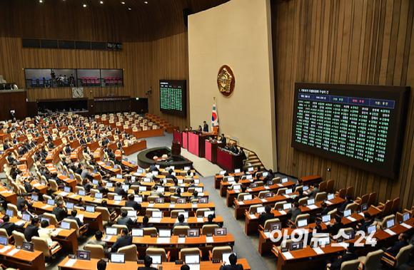 11일 서울 여의도 국회에서 본회의에서 기후위기 특별위원회 구성의 건 통과되고 있다. [사진=곽영래 기자]