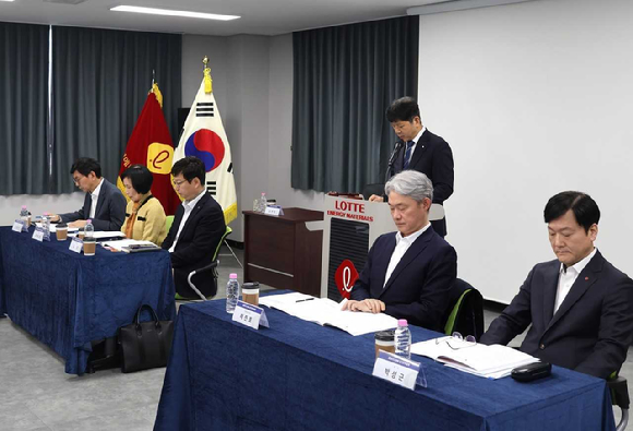 18일 롯데에너지머티리얼즈 전북 익산1공장에서 열린 제 39기 롯데에너지머티리얼즈 정기주주총회. [사진=롯데에너지머티리얼즈]