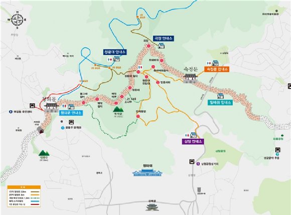 북악산 탐방로 지도. [사진=대통령 경호처]