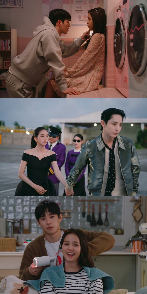 서강준, 이수혁, 김성철이 넷플릭스 시리즈 '월간남친'에서 지수와 연기 호흡을 맞추고 있다. [사진=넷플릭스]