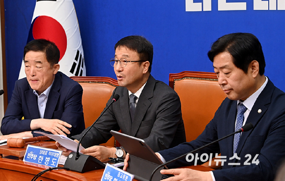 한병도 더불어민주당 대표 직무대행 겸 원내대표가 20일 여의도 국회에서 열린 최고위원회의에서 발언하고 있다. [사진=곽영래 기자]