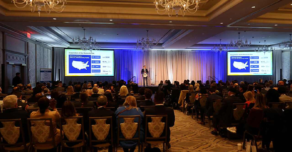 케빈 샤프(Kevin Sharp) 삼성바이오로직스 영업센터 세일즈앤드오퍼레이션담당(부사장)이 23일(현지시간) 진행된 회원사 발표 포럼에서 발표하고 있다 [사진=삼성바이오로직스 제공]