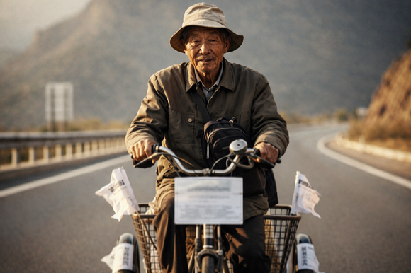 교통사고로 가족을 모두 잃은 90대 노인이 30년 가까이 자전거로 중국 전역을 떠돌며 살아온 사연이 전해졌다. 사진은 AI 생성 이미지로, 본 기사 내용과 무관. [사진=챗GPT]