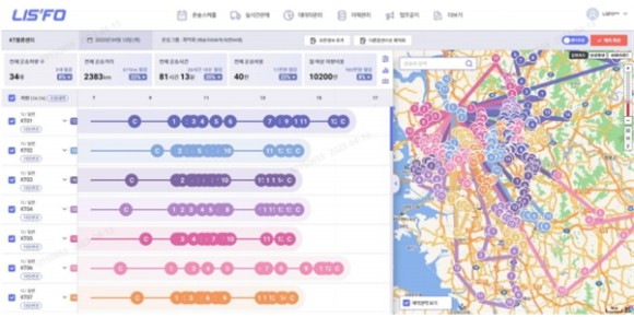 KT의 AI 운송 플랫폼 '리스포(LIS'FO)' 관련 이미지. [사진=KT]