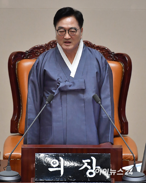 우원식 국회의장이 1일 오후 서울 여의도 국회에서 열린 제22대 제429회국회(정기회) 개회식에서 개회사를 하고 있다. [사진=곽영래 기자]