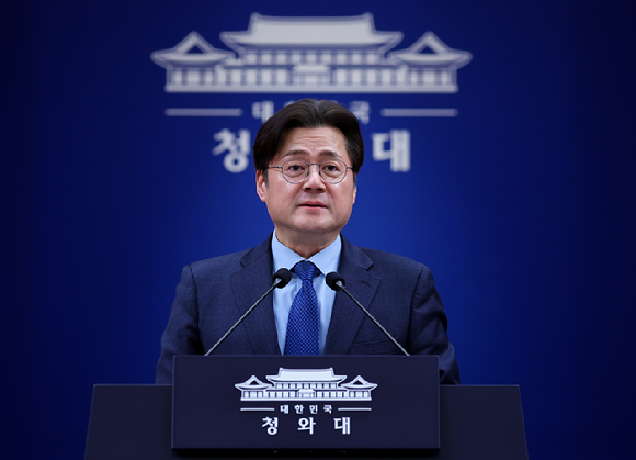 홍익표 정무수석이 20일 청와대 춘추관에서 서울-양평 고속도로 사업 재개 관련 브리핑을 하고 있다. 2026.3.20 [사진=연합뉴스]
