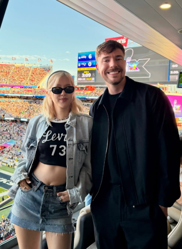 '슈퍼볼' 찾은 로제, '전세계 유튜브 1위' 미스터비스트 깜짝 만남