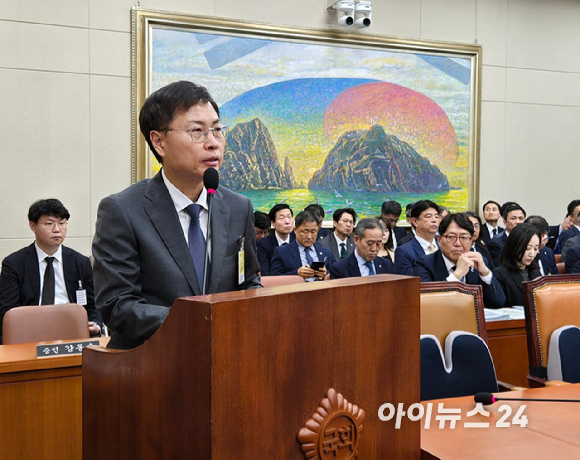 강동수 SK이노베이션 부사장이 17일 국회 정무위원회 국정감사에 참석해 발언하고 있다. [사진=최란 기자]