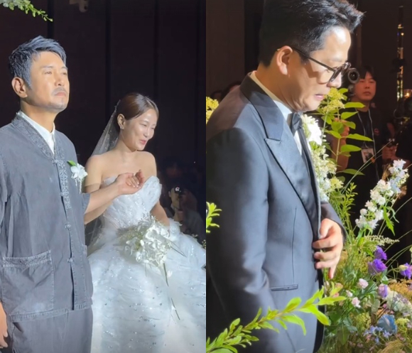김지민-김준호가 결혼식장에서 입장하고 있다. [사진=박성광 인스타그램 ]