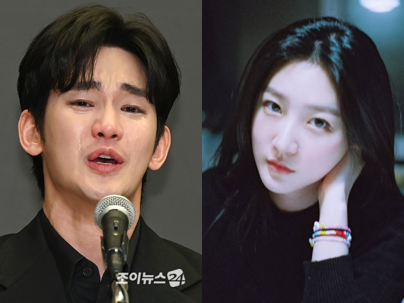7일 서울 강남구 한 공유오피스에서 故 김새론 유족의 법률대리인인 부지석 변호사가 김수현에 대한 고소장을 보여주고 있다. [사진=연합뉴스]
