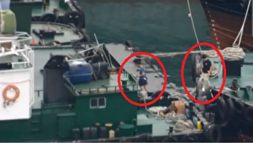 조직원들이 부산항 선박에 침입하고 있는 모습. [사진=부산광역시 동부경찰서]