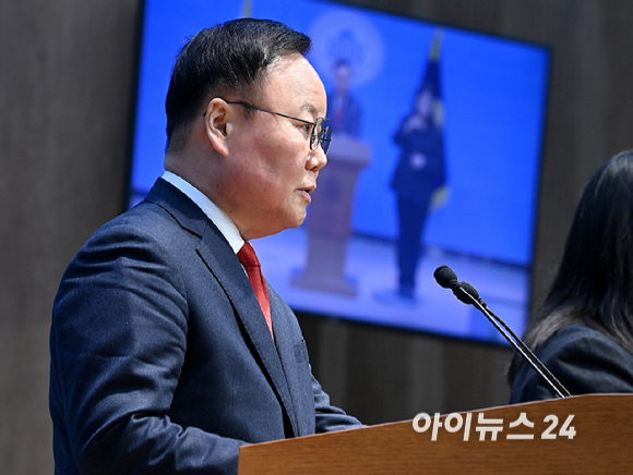 김재원 국민의힘 최고위원이 2일 국회 소통관에서 경북지사 출마 선언을 하고 있다. [사진=곽영래 기자]