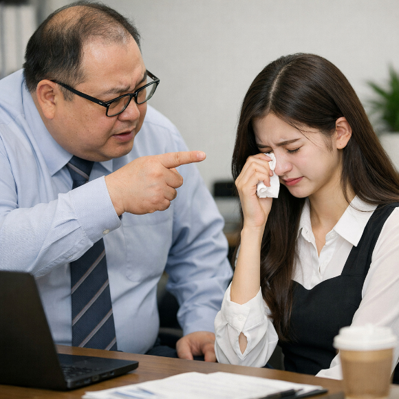 신입사원의 코 훌쩍거림을 지적했다가 갑자기 눈물을 보여 당황스러웠다는 직장인의 사연이 알려졌다. 사진은 AI 생성 이미지로, 본 기사 내용과 무관. [사진=챗GPT]