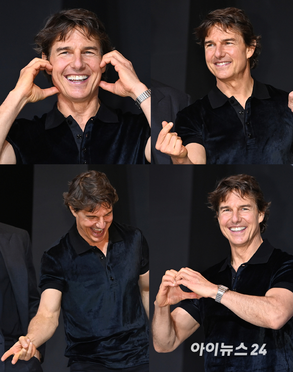 할리우드 배우 톰 크루즈가 20일 서울 송파구 잠실동 롯데호텔월드 크리스탈볼룸에서 열린 영화 '탑건: 매버릭'(감독 조셉 코신스키) 프레스 컨퍼런스에 참석해 포토타임을 갖고 있다. [사진=정소희 기자]