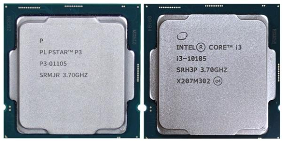 바오더의 파워스타 P3 01105(왼쪽)와 인텔의 i3 10105(오른쪽) [사진=IT HOME]