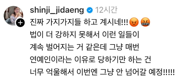 가수 신지가 본인 과거 사진을 정치적으로 사용한 네티즌에게 법적조치 하겠다고 밝혔다. [사진=SNS 캡쳐]