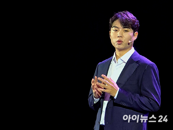 28일 서울 삼성동 코엑스 오디토리움에서 열린 OPUS 2026 기자간담회에서 김영광 오케스트로 대표 겸 최고기술책임자(CTO)가 오케스트로 4.0에 대해 발표하고 있다. [사진=안세준 기자]