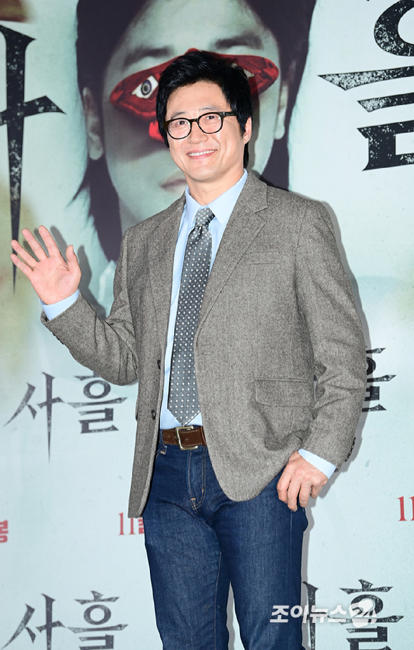 배우 박신양이 12일 오후 서울 CGV 용산아이파크몰에서 열린 영화 '사흘'(감독 현문섭) 언론시사회에 참석하고 있다. [사진=정소희 기자]