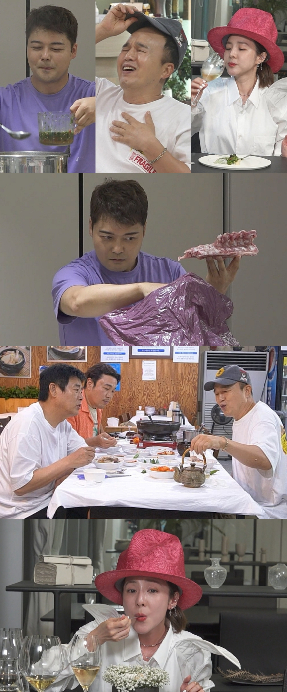 '나혼자산다에'전현무와 김광규, 산다라박이 출연해 보양식을 먹는다. [사진=MBC]