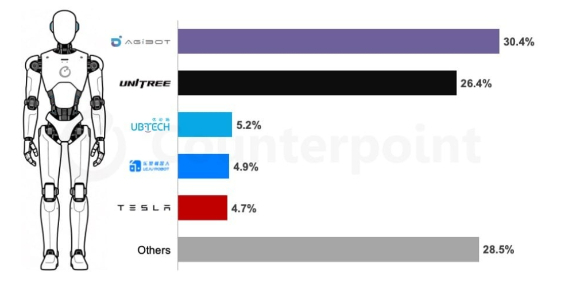 2025년 휴머노이드 로봇 시장 주요 공급자. [사진=카운터포인트리서치]