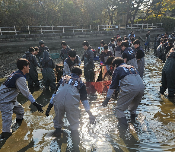 LIG넥스원 임직원들이 생태계 교란 유해 외래어종 퇴치를 위해 봉사활동을 진행하고 있다. [사진=LIG넥스원]