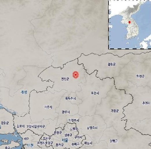 10일 오후 지진이 발생한 경기 북부 연천군 와초리(진앙지). [사진=기상청]
