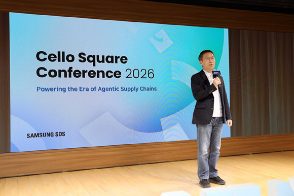삼성SDS 오구일 물류사업부장(부사장)이 2일 판교 물류캠퍼스에서 진행된 '첼로스퀘어 콘퍼런스 2026' 에서 키노트를 발표하고 있다. [사진=삼성SDS]