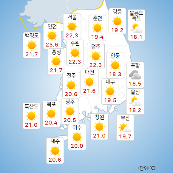 4일 오전 9시 현재 전국 날씨. [사진=기상청 날씨누리]