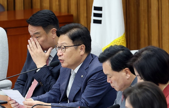 국민의힘 정점식 원내대표가 16일 국회에서 열린 국정감사 대책 회의에서 발언하고 있다. 2026.10.16 [사진=연합뉴스]