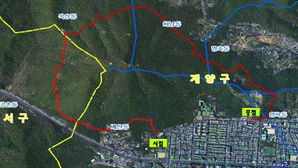 인천둘레길(숲길) 위치도. 계양산에움길 [사진=인천시]