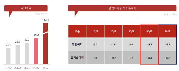 컴투스홀딩스 2022년 연간 및 4분기 실적 요약 [사진=컴투스홀딩스 2022 실적보고서 갈무리]