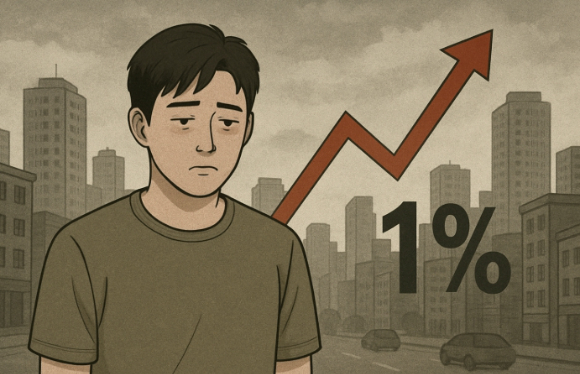 실질소득 증가율이 1%대에 머무르는 청년층을 그린 그림. [사진=챗GPT]